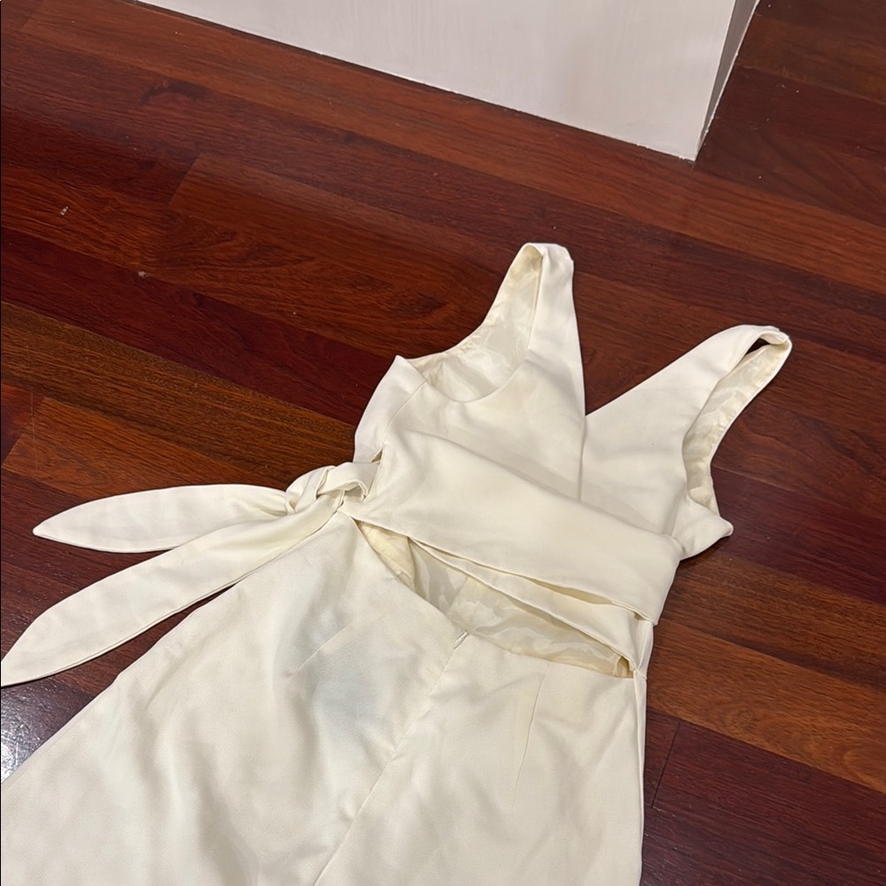 Shinestar Cream Jumpsuit w/Criss Cross Back - Picture 6 of 8
